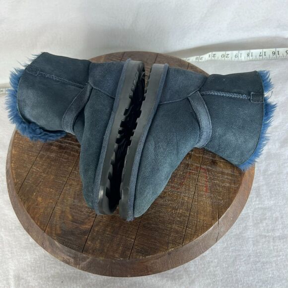 Kirkland Signature Boots Kids Girls 2 Blue Suede Wool Shearling Buckle Winter - Picture 7 of 11